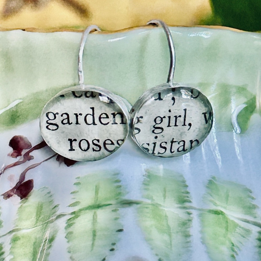 Sterling Silver Antique Text Earrings